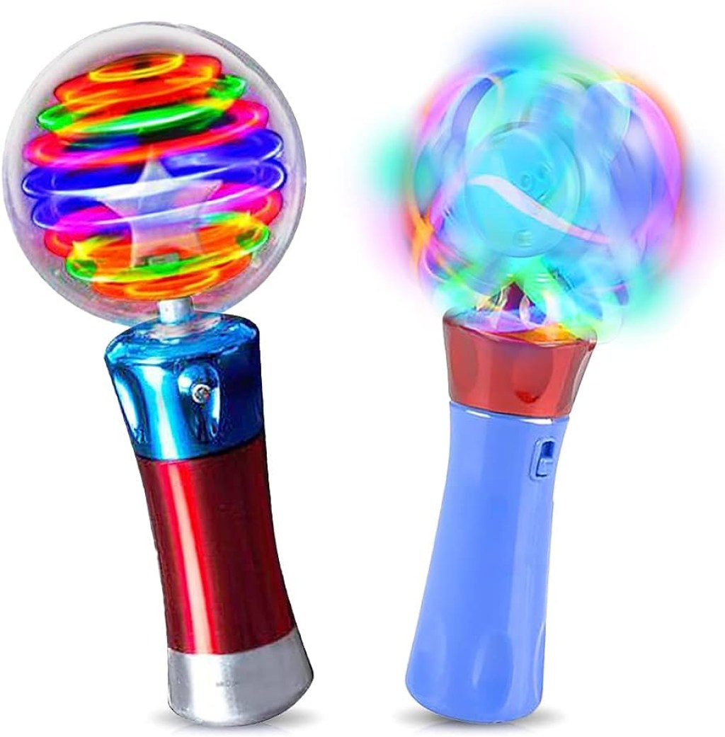 ArtCreativity LED Wands for Kids, Set of , Includes  Light Up Orbiter  Spinning Wand and  Light Up Magic Ball Wand, Flashing LED Wands for Boys  and